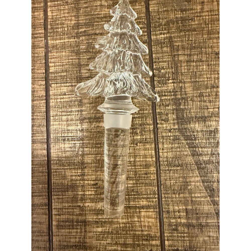 Mikasa Christmas Tree Bottle Stopper Crystal Clear Holiday Wine Bottle Stopper